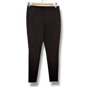 J. Jill Ponte Slim Leg Pants Womens Size Medium Brown Pull-On Pintuck